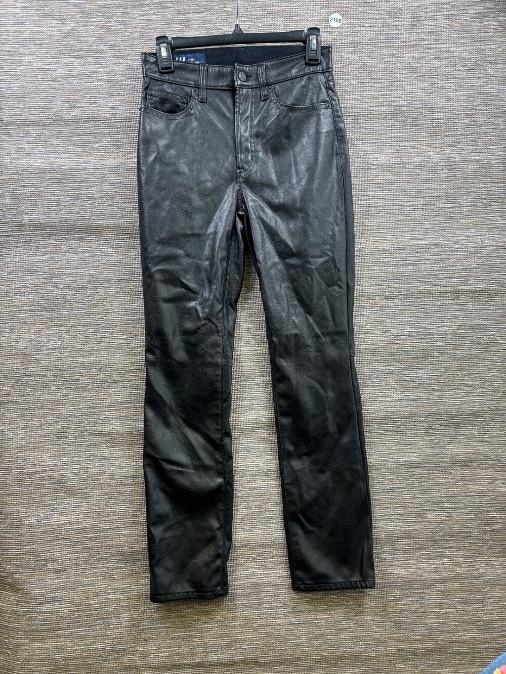 GAP Faux Leather High Rise Vintage Slim Jeans Womens Size 2/26R True Black